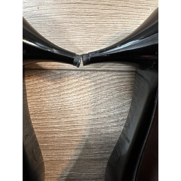 Vintage CHANEL Two Tone Brown Black Leather Ballet CC Bow Pumps Heels 37 - Picture 4 of 15